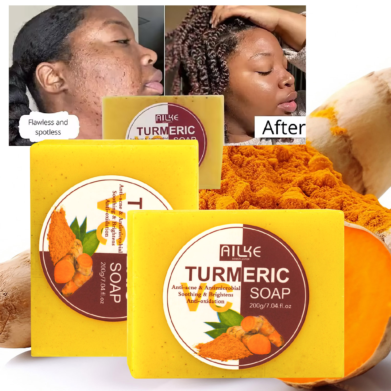 Soap Making Glycerin - AILKE Natural Turmeric Soap Bar, Brighten,